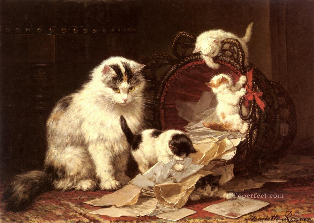 デ・スニッパーマンド動物猫ヘンリエット・ロナー・クニップ油絵